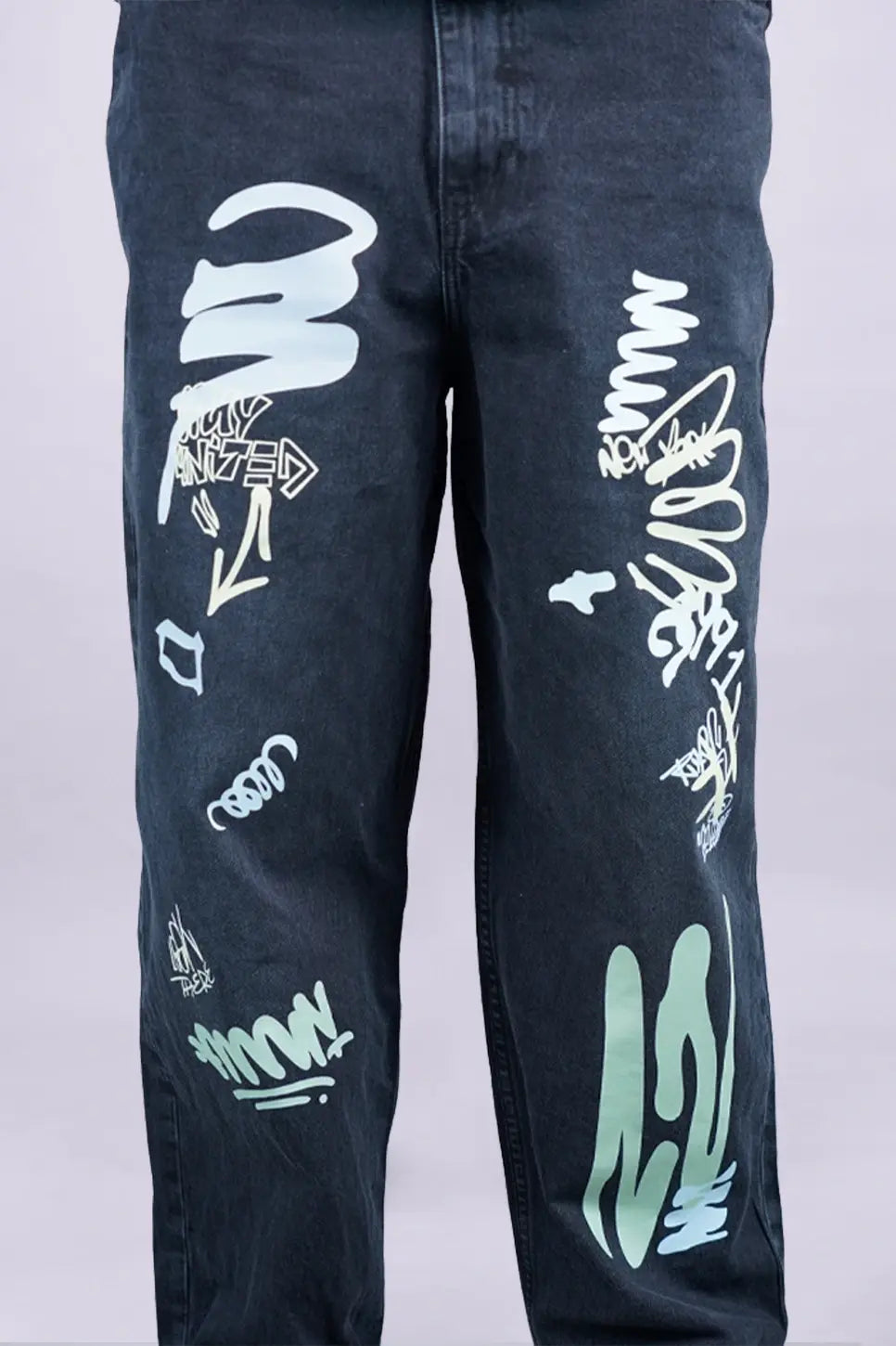 Black Graffiti Baggy Jeans