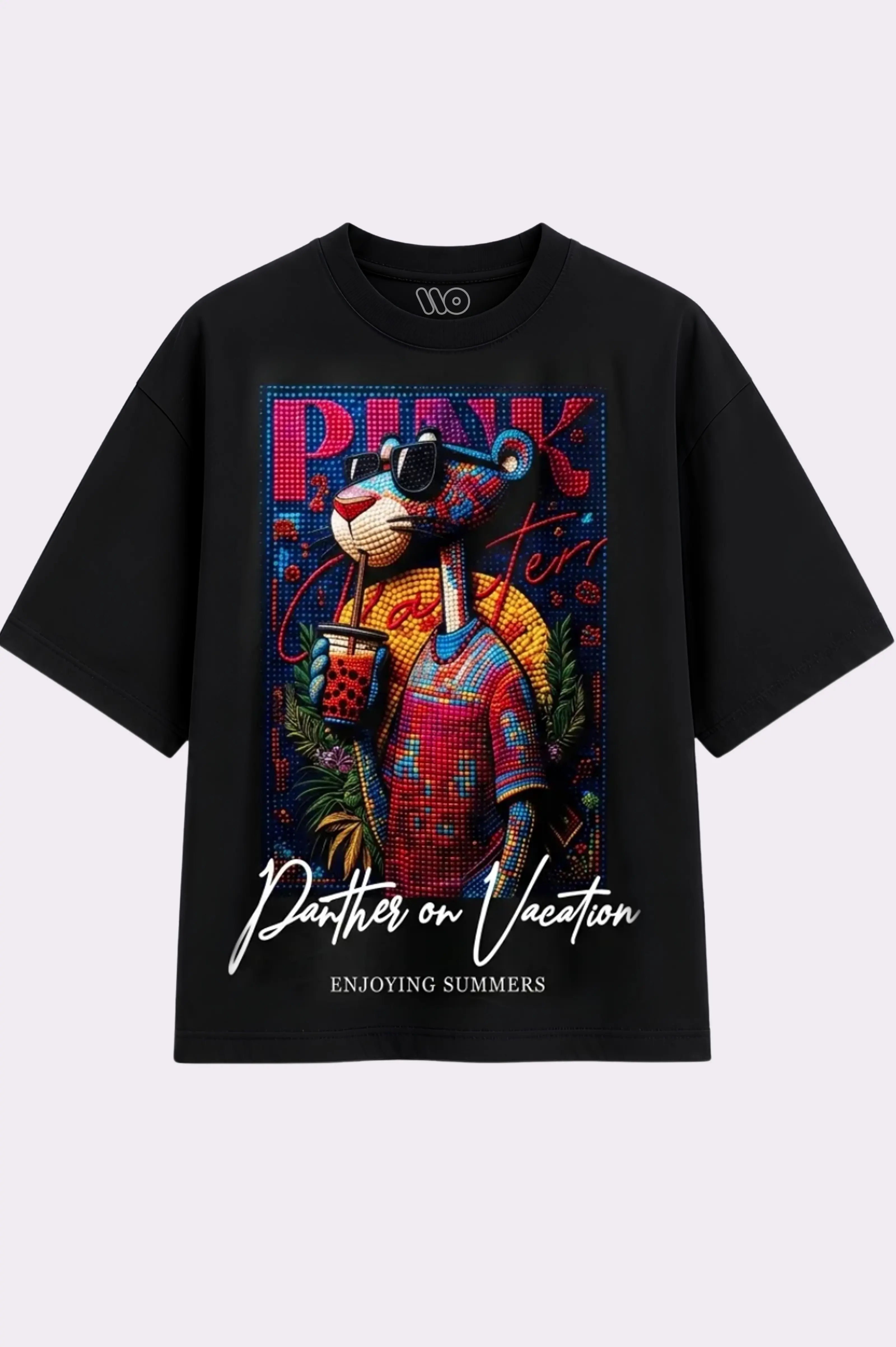 Panther on Vacation Black T-Shirt