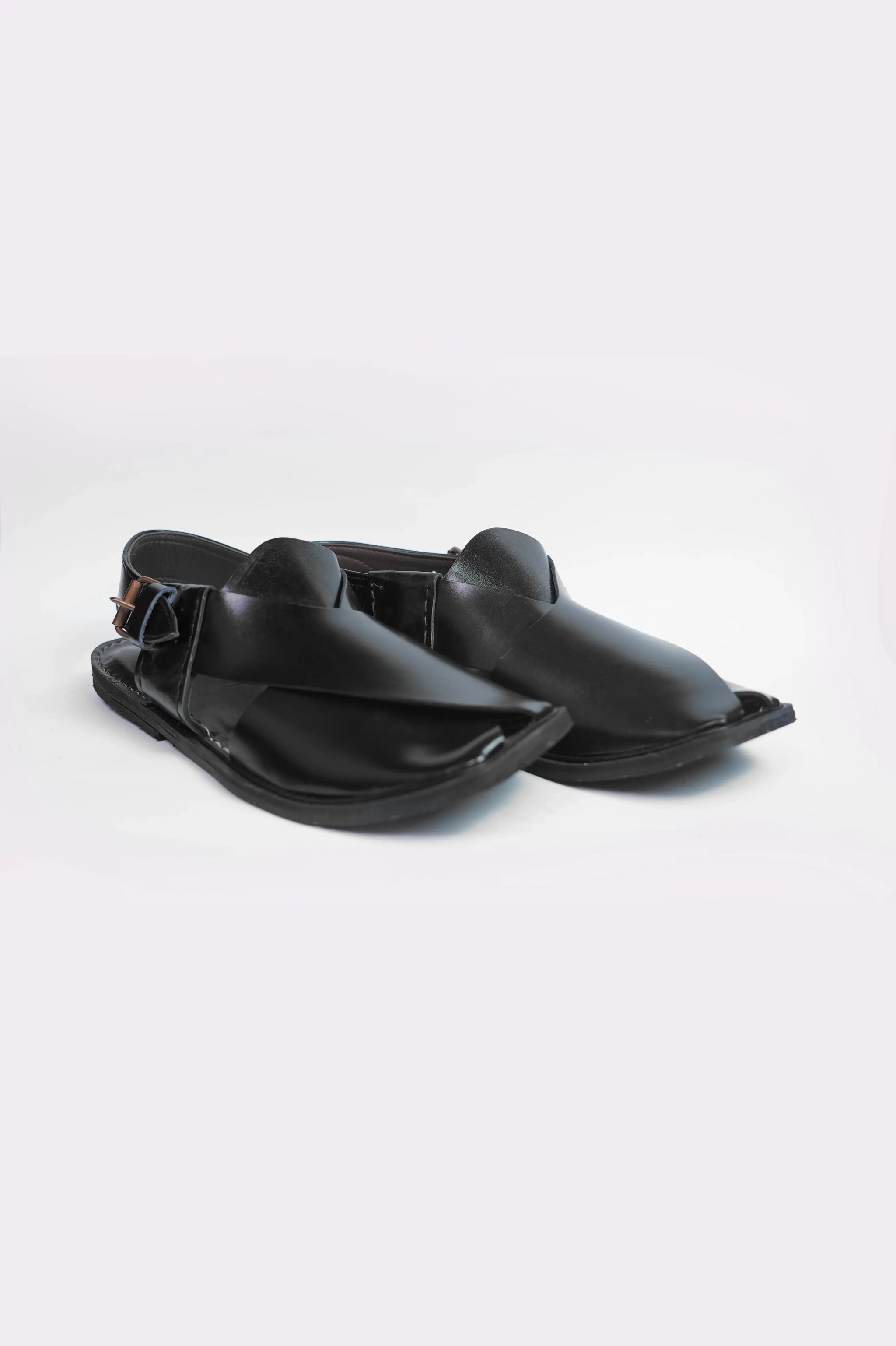 Shiny Black Traditional Peshawari Chappal