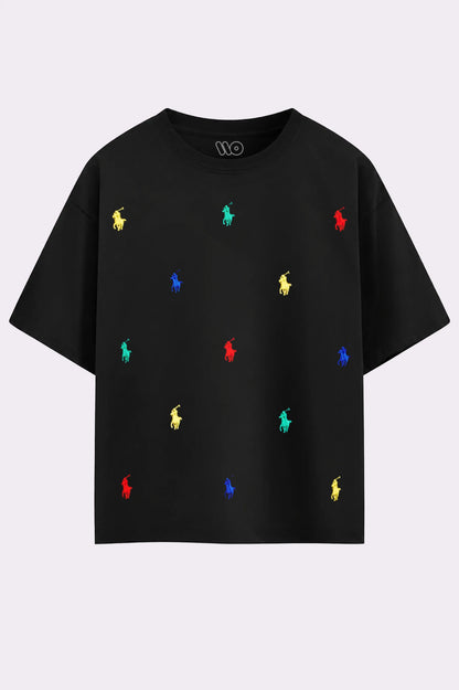 Black Polo Pony Oversized T-Shirt