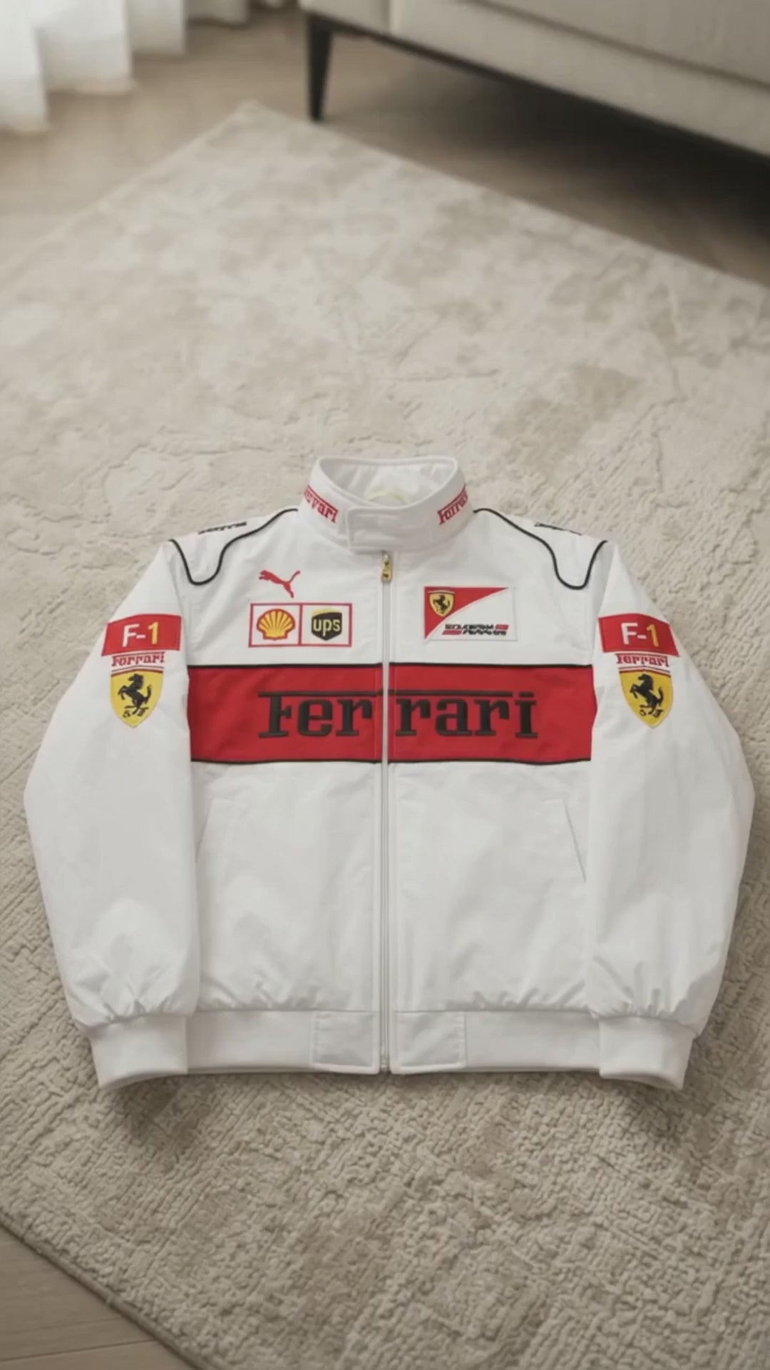 Ferrari Vintage White F1 Racing Jacket