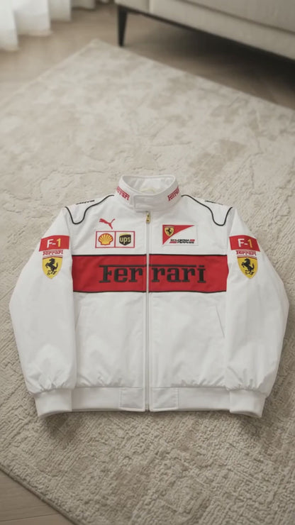 Ferrari Vintage White F1 Racing Jacket