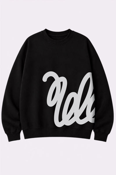 Black Cursive Graphic Printed Sweatshirt - Print 1 1
