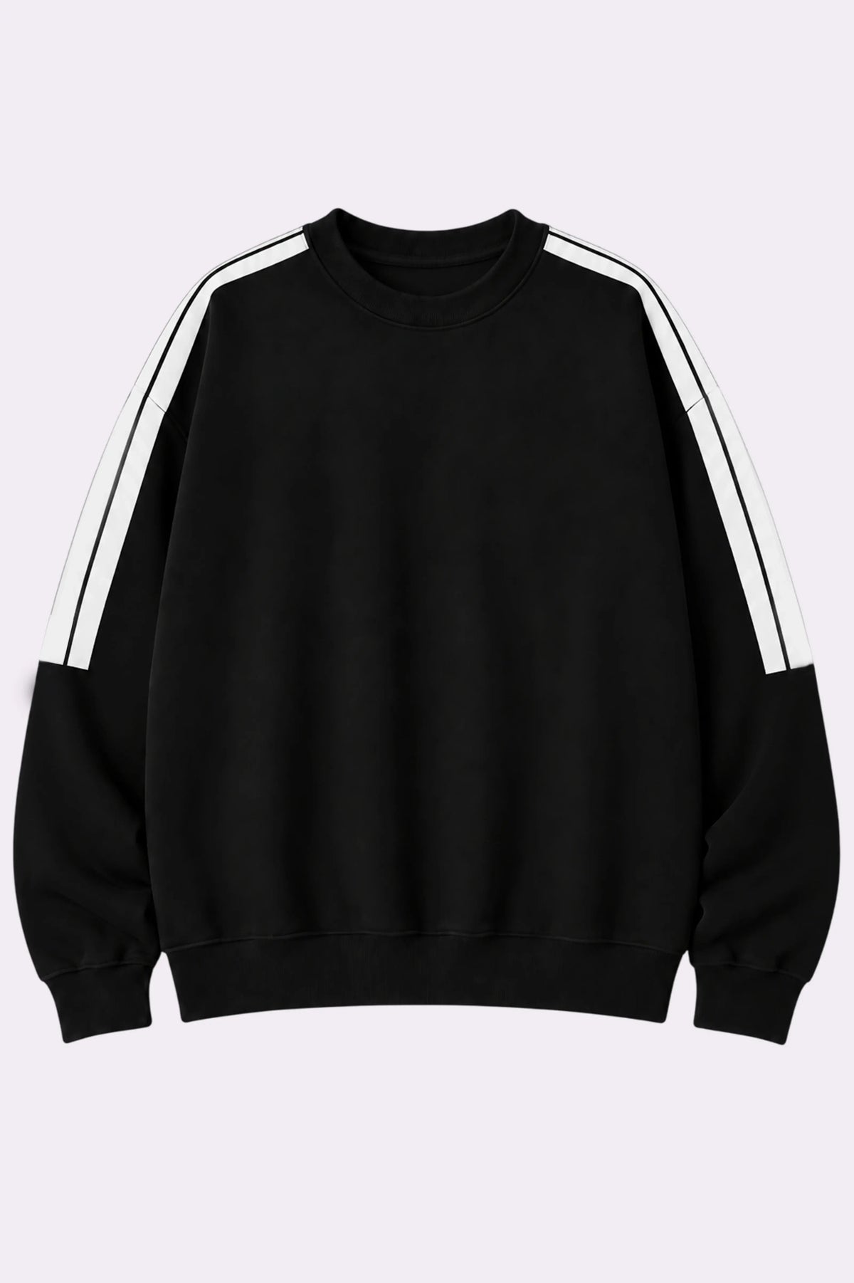Black Urban Stripe Crewneck Sweatshirt