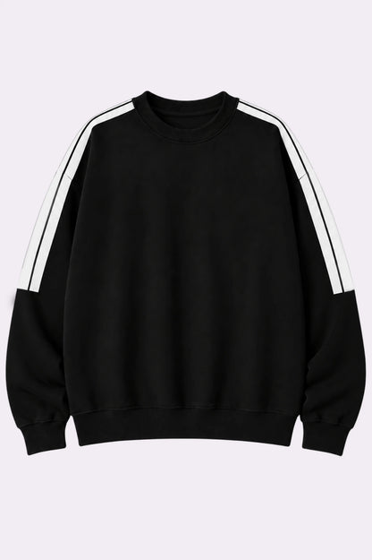 Black Urban Stripe Crewneck Sweatshirt