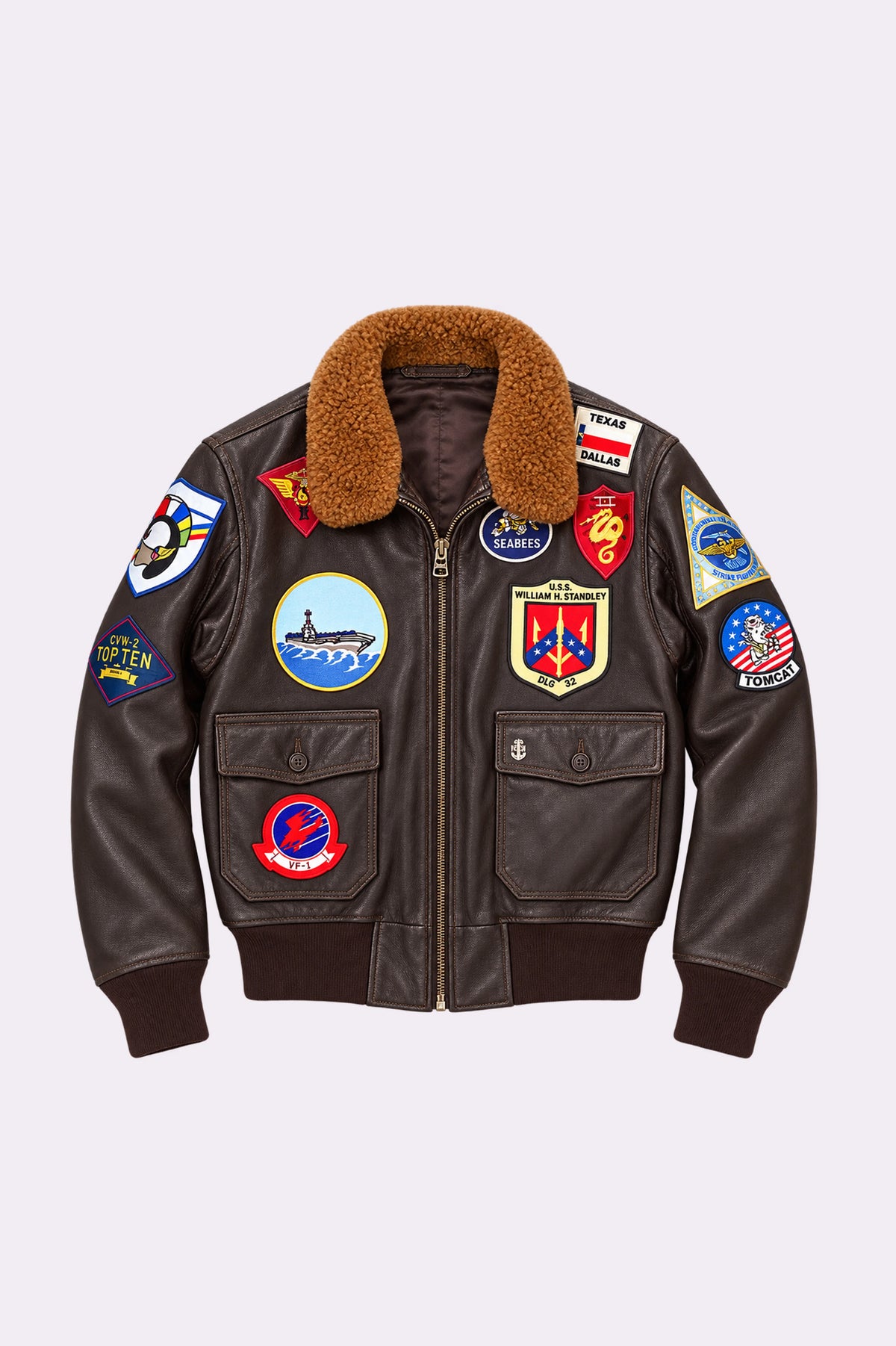 Brown Leather G-1 Top Gun Aviator Jacket