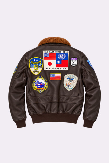 Brown Leather G-1 Top Gun Aviator Jacket