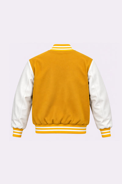 Yellow and White Wool Varsity Jacket