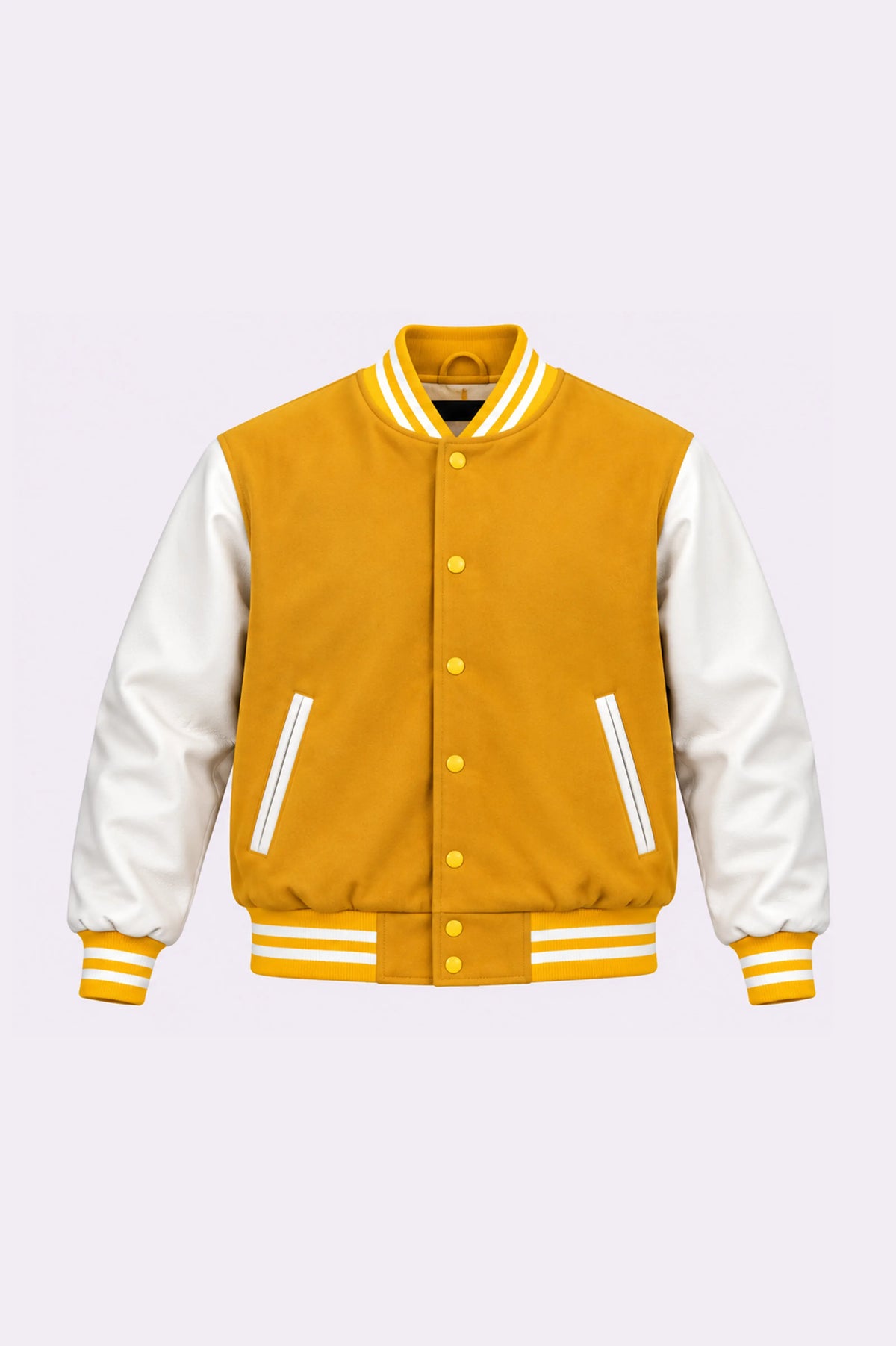 Yellow and White Wool Varsity Jacket