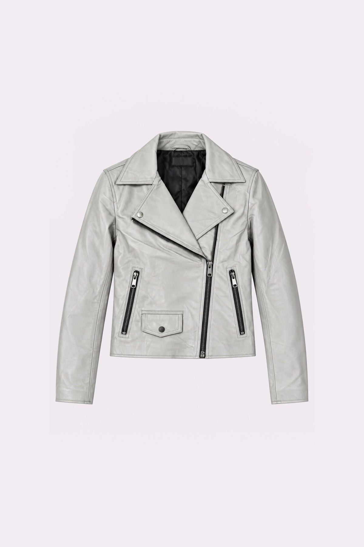 Asymmetric Leather Biker Jacket