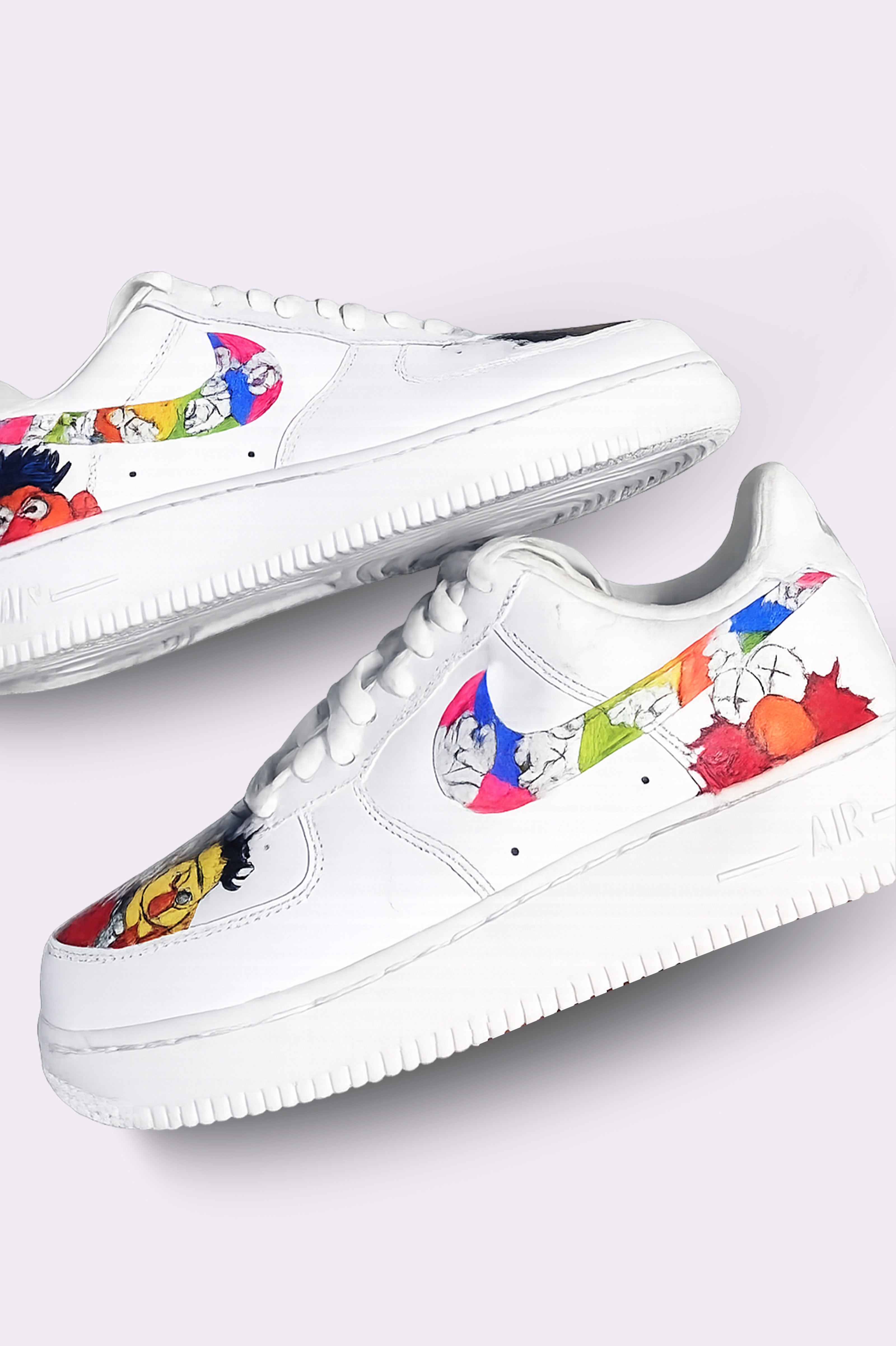 Hand Painted KAWS Sesame AF1 Sneakers