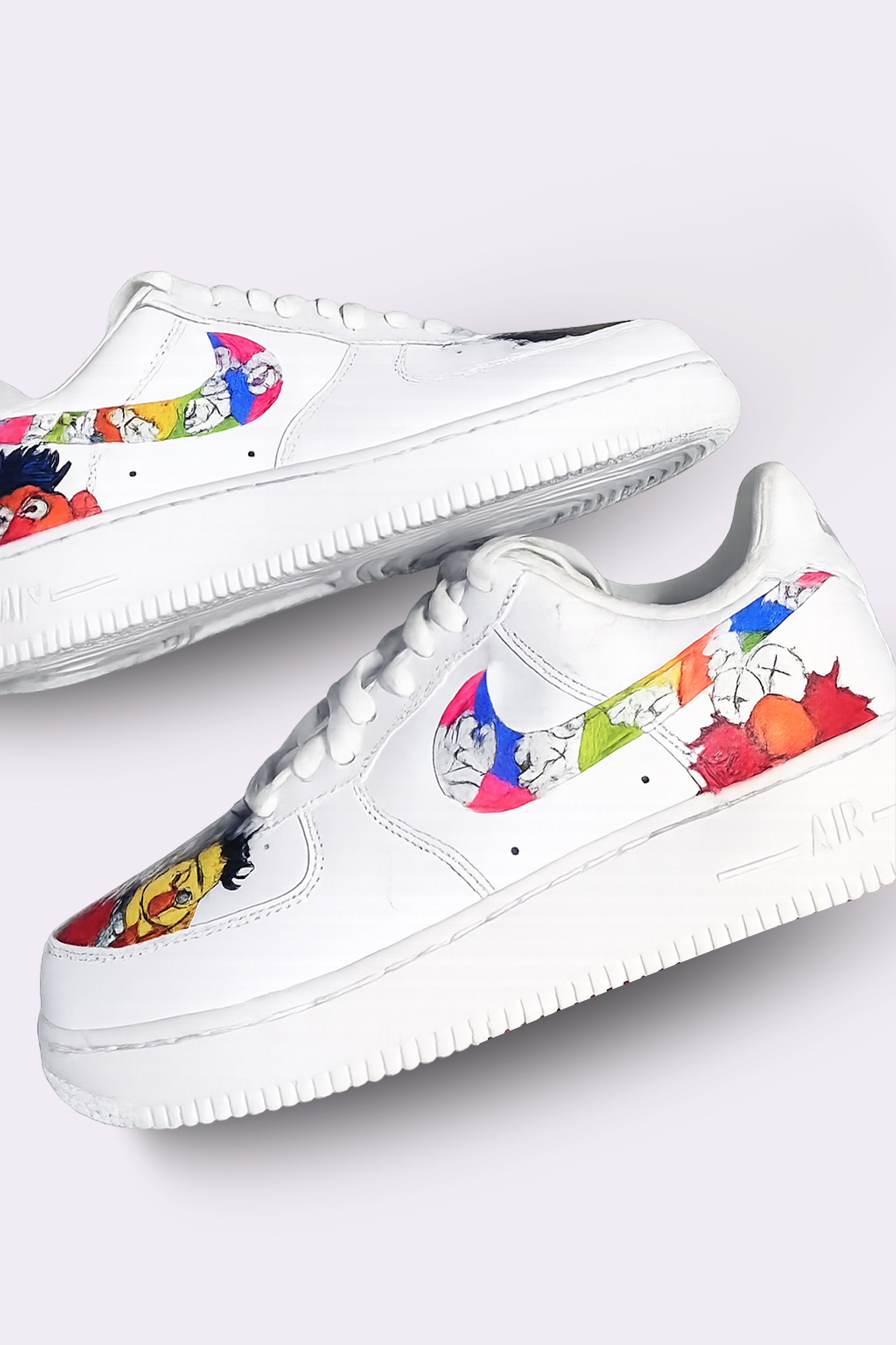 Hand Painted KAWS Sesame AF1 Sneakers