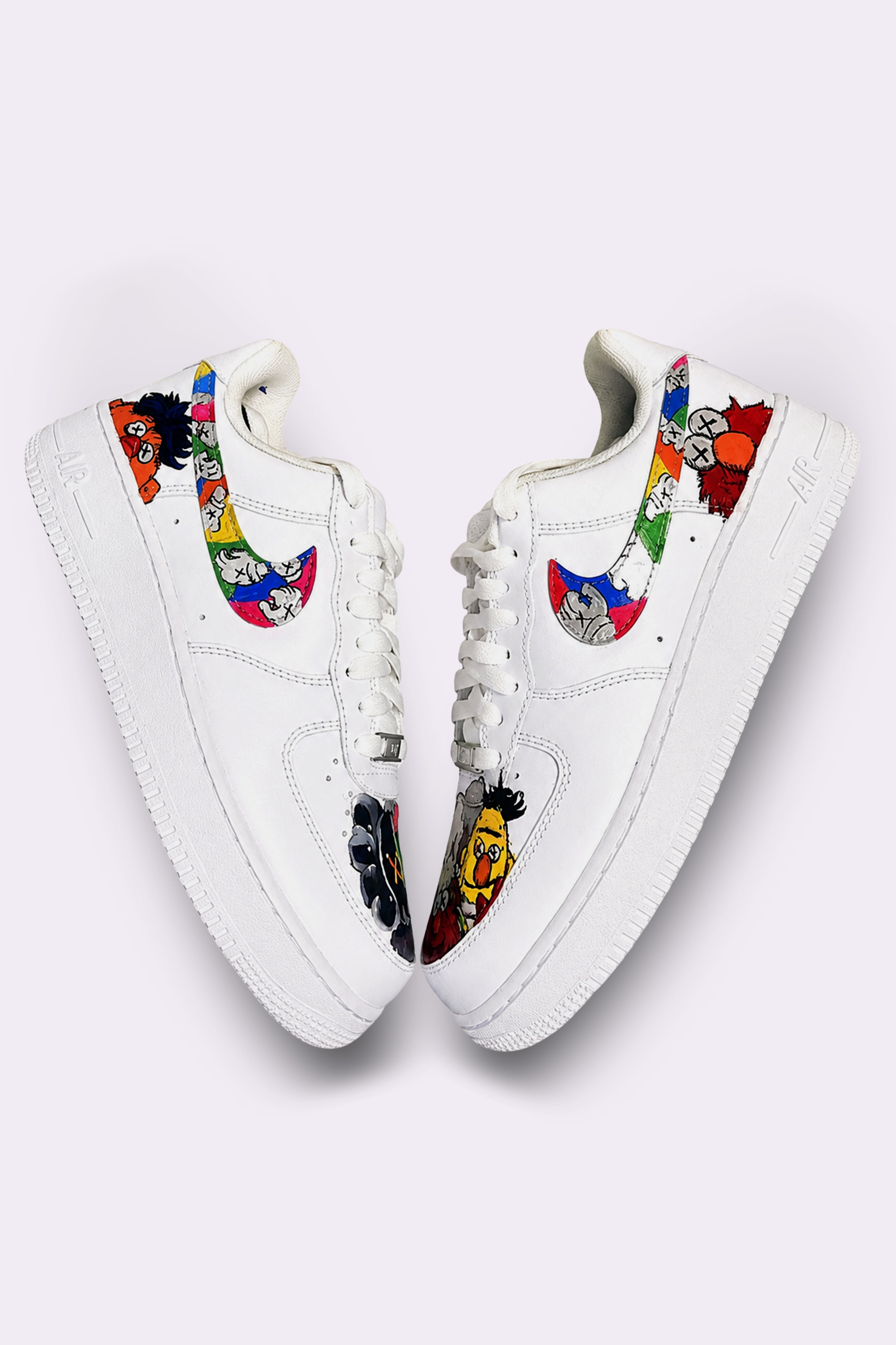 Hand Painted KAWS Sesame AF1 Sneakers