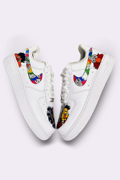Hand Painted KAWS Sesame AF1 Sneakers