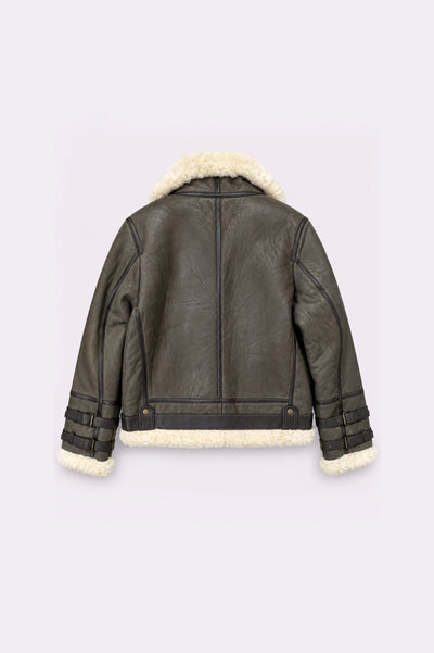 Shearling Aviator Bomber Jacket - back view