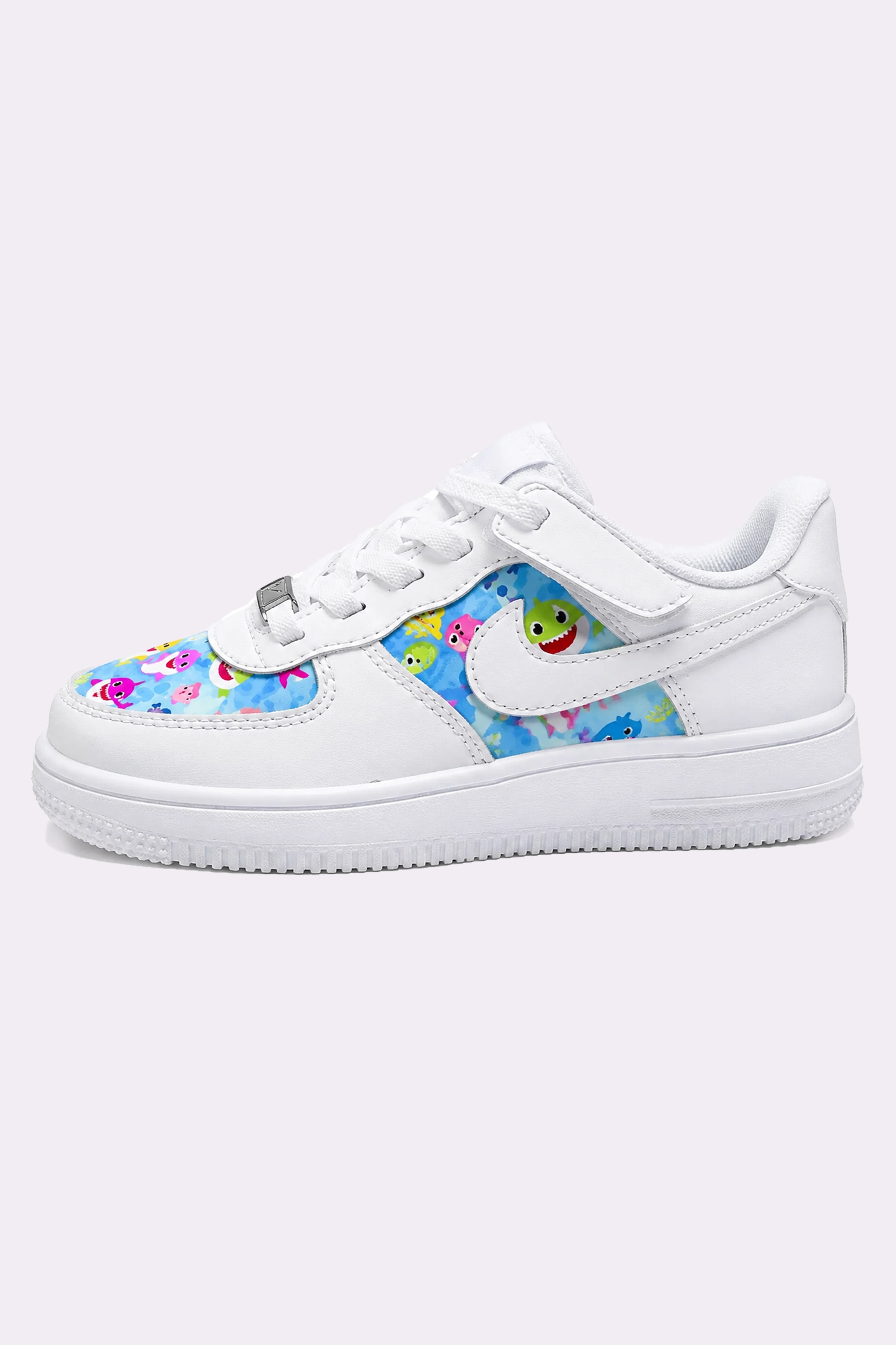 Baby Shark Hand-Painted White Sneakers