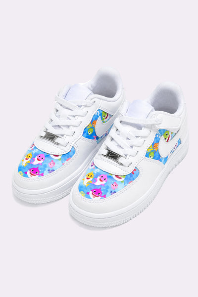 Baby Shark Hand-Painted White Sneakers