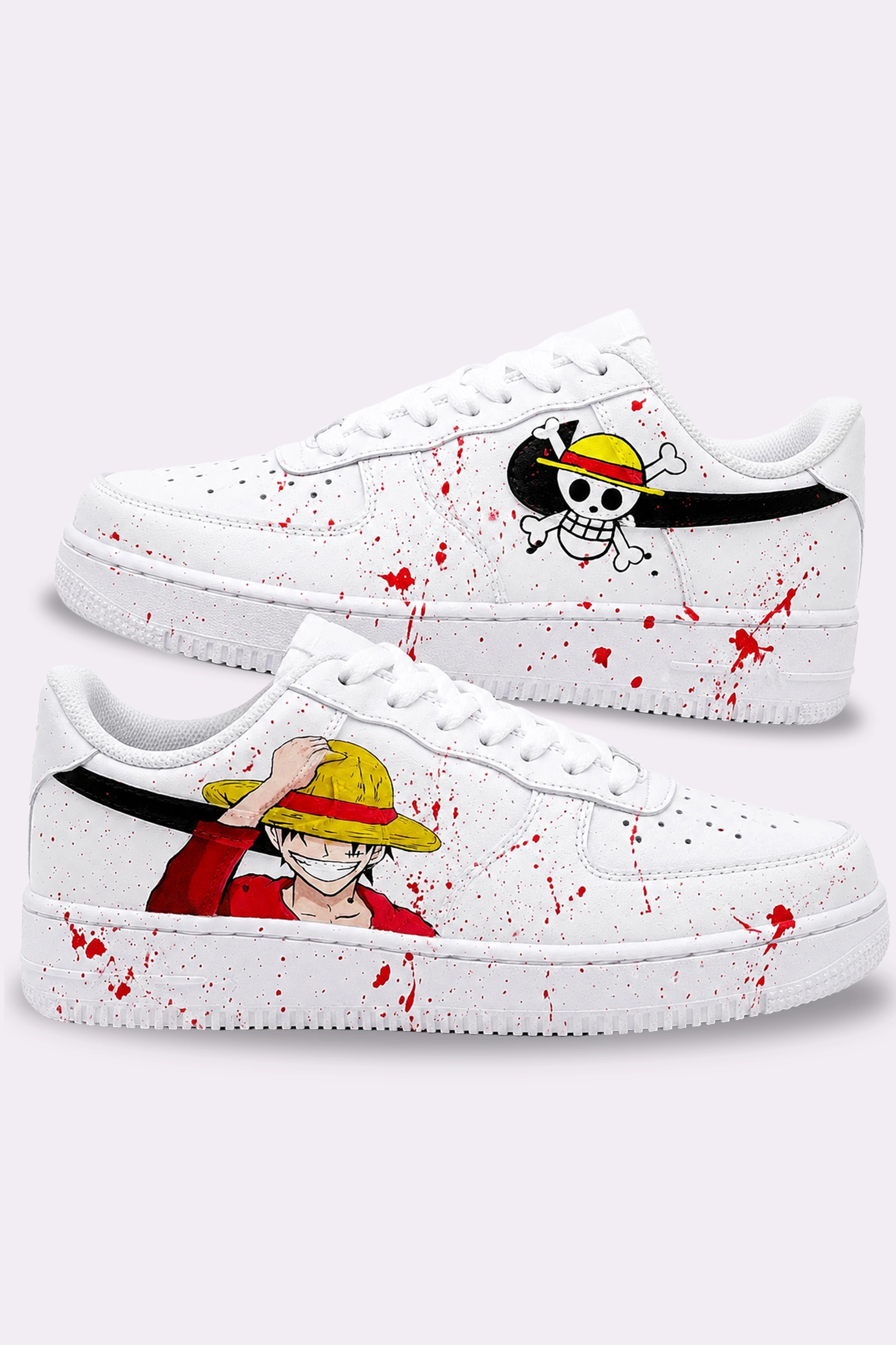 Luffy White Hand-Painted Shoes