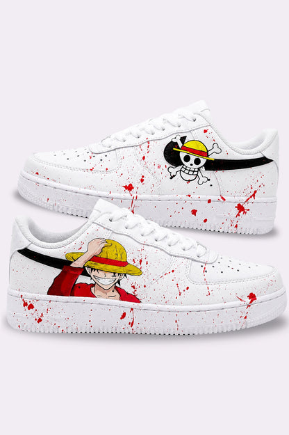 Luffy White Hand-Painted Shoes