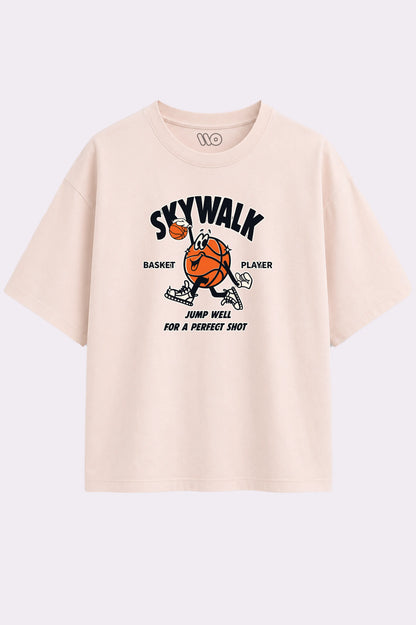 Skywalk Basketball Graphic Beige T-Shirt