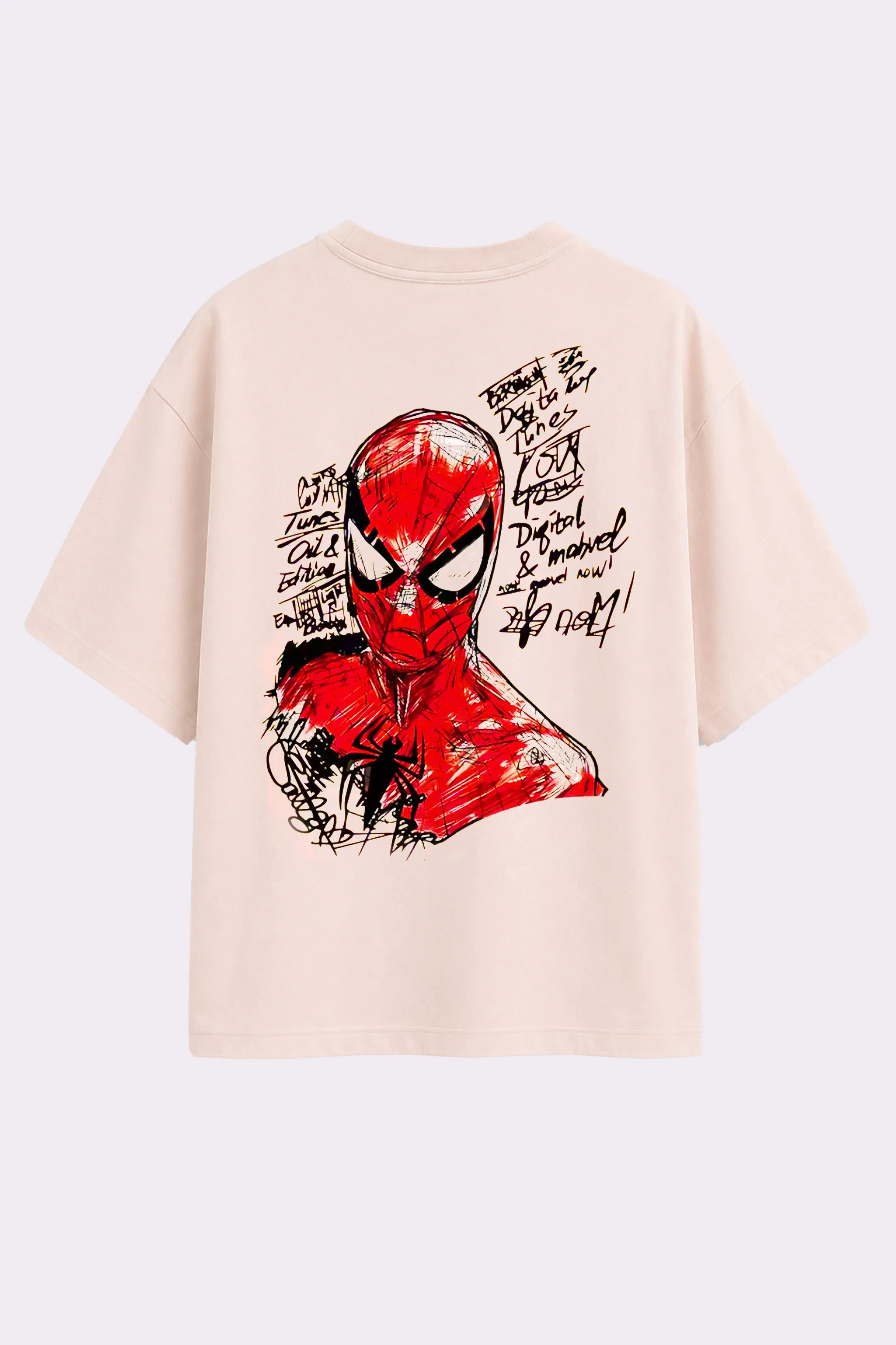 Marvel Spider-Man Beige Oversized T-Shirt