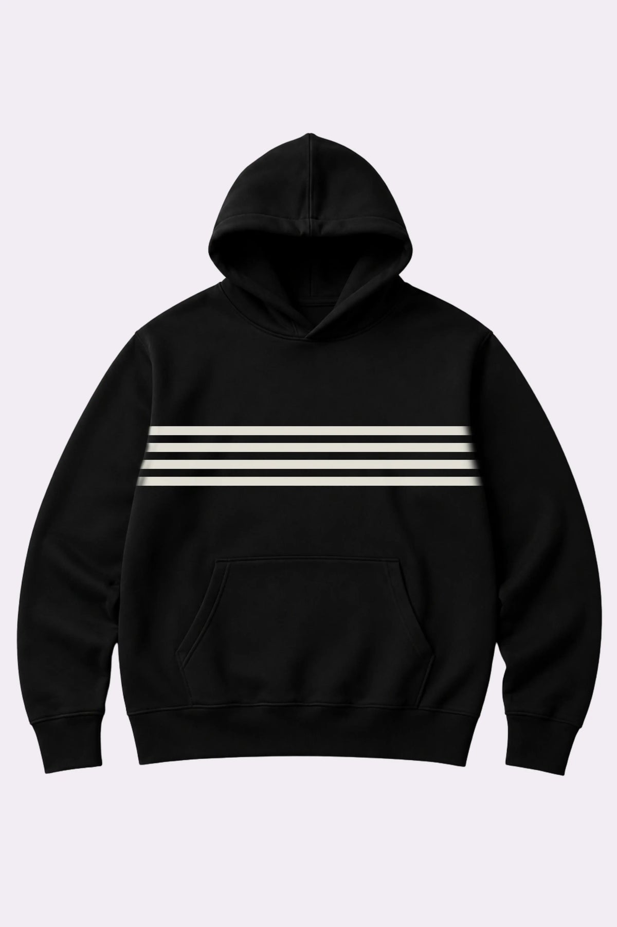 Kids Striped Black Fleece Hoodie