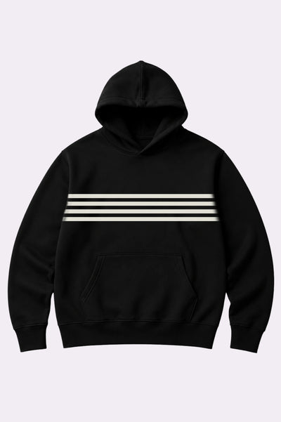 Kids Striped Black Fleece Hoodie