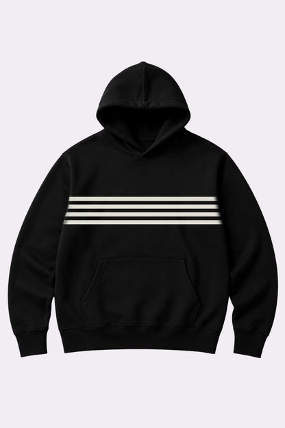 Kids Striped Black Fleece Hoodie