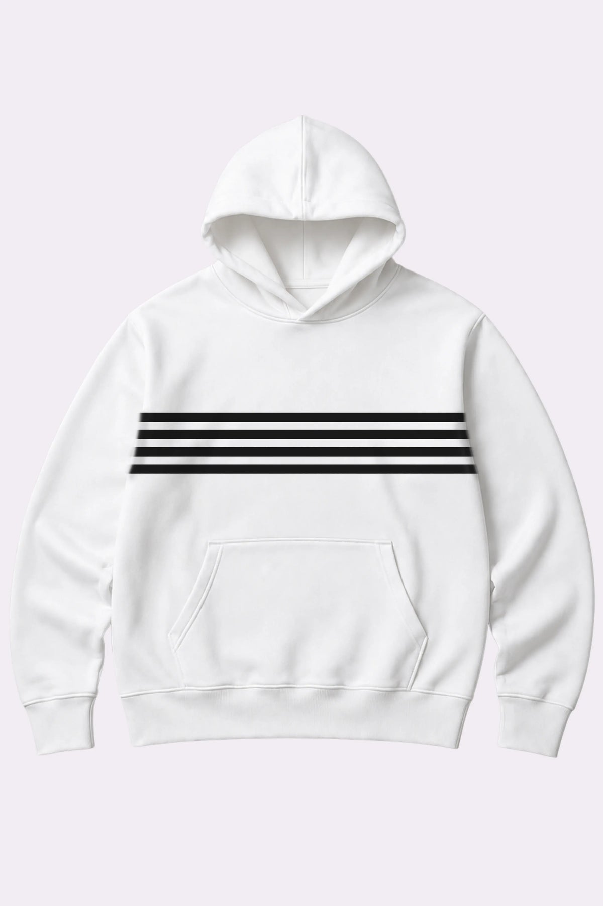 Kids Striped White Fleece Hoodie