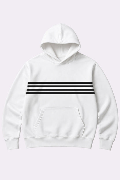 Kids Striped White Fleece Hoodie