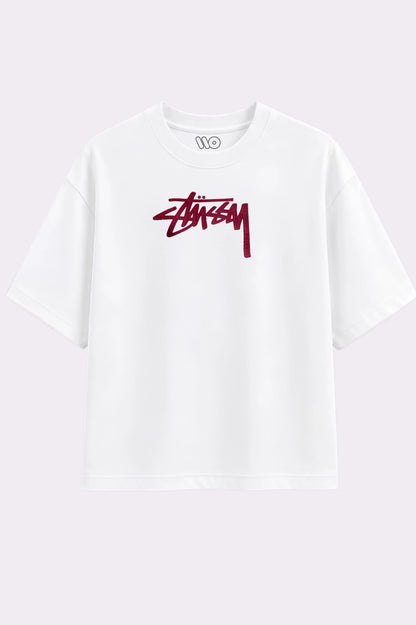 White Streetwear Embroidered T-Shirt