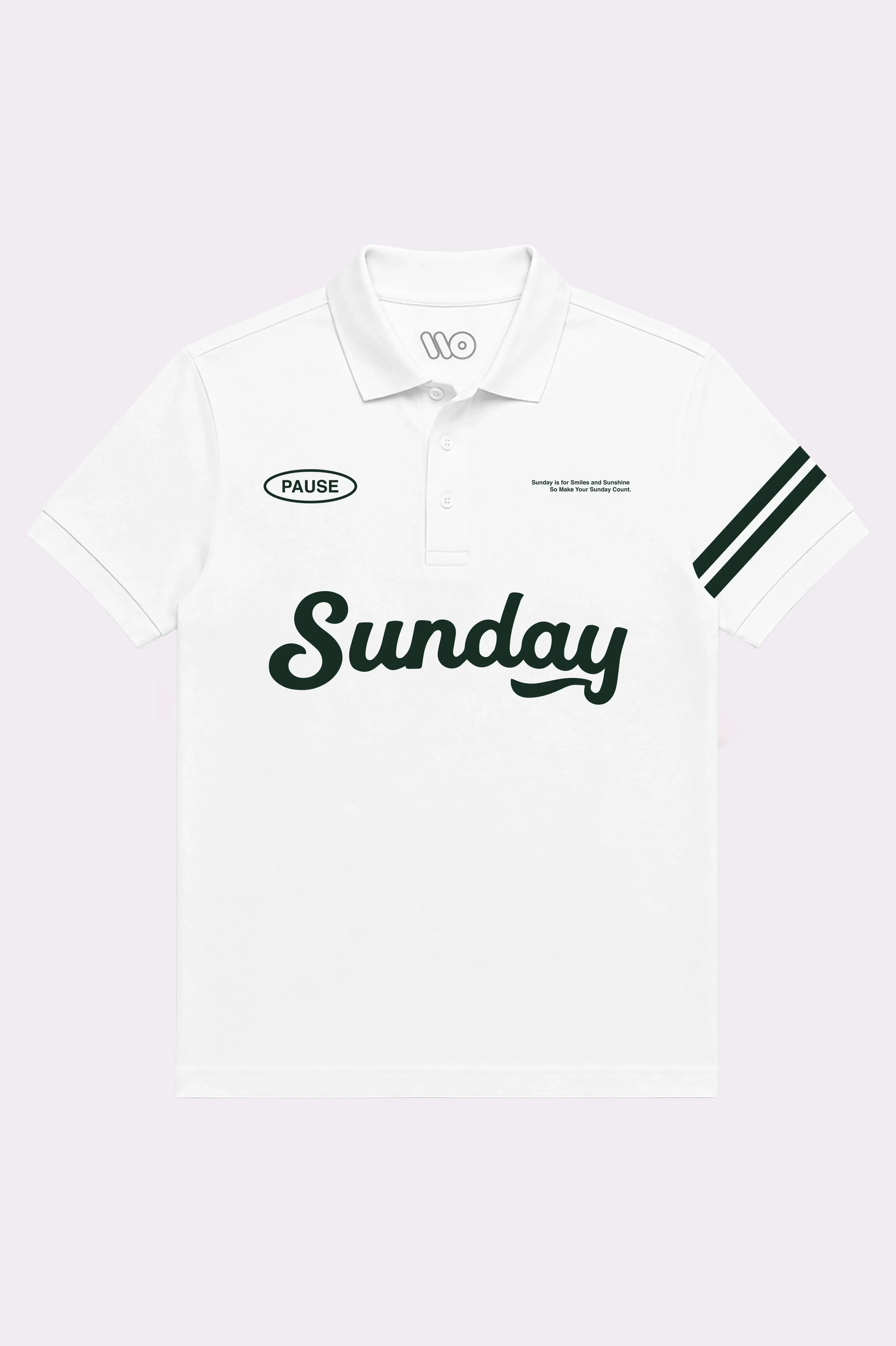 Sunday Printed White Polo Shirt