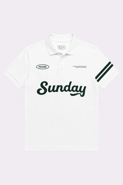 Sunday Printed White Polo Shirt