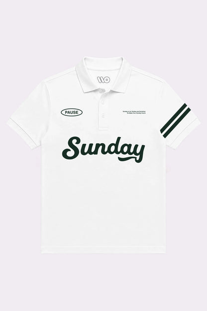 Sunday Printed White Polo Shirt