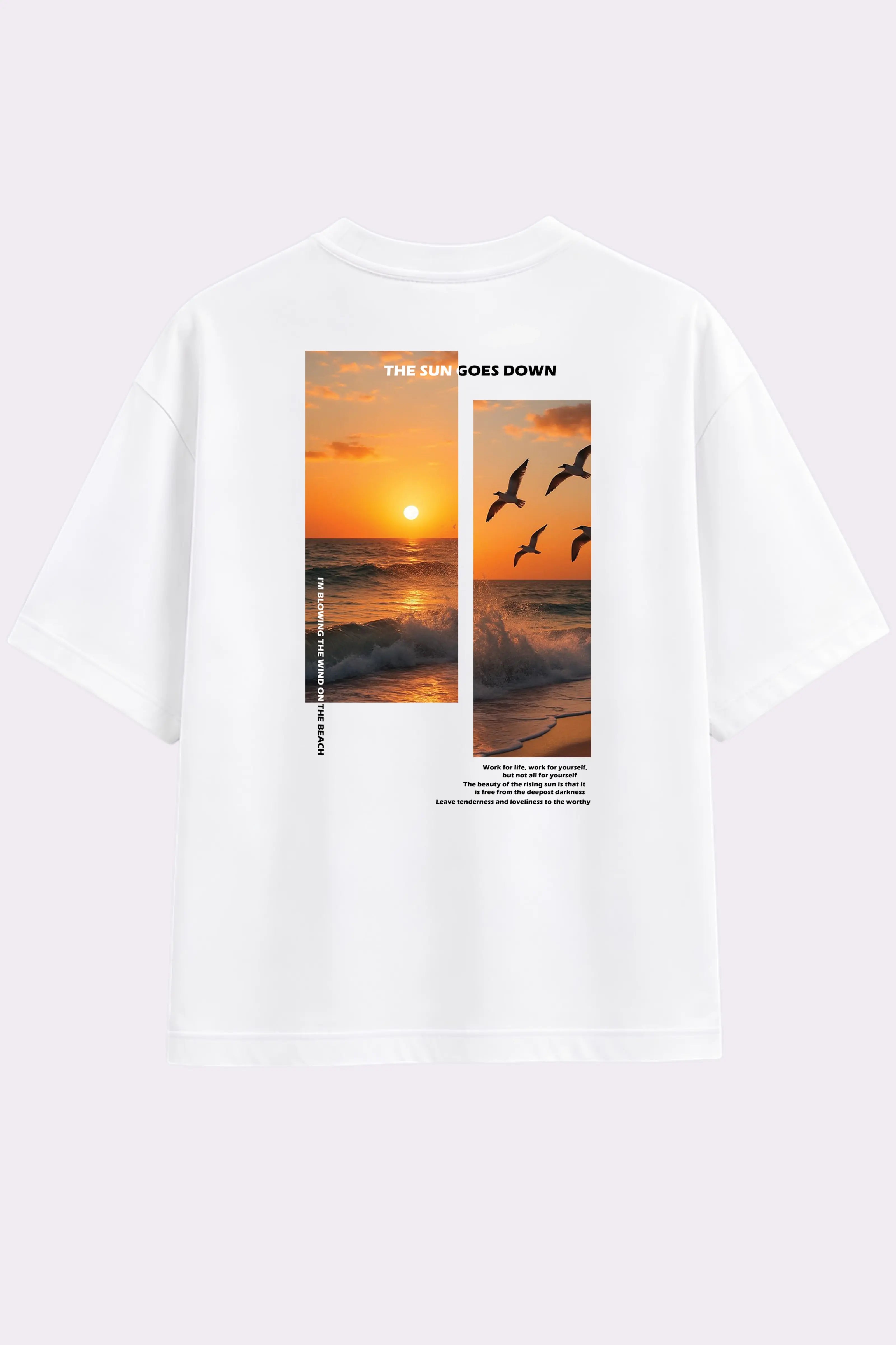 Beach Sunset White Oversized T-Shirt