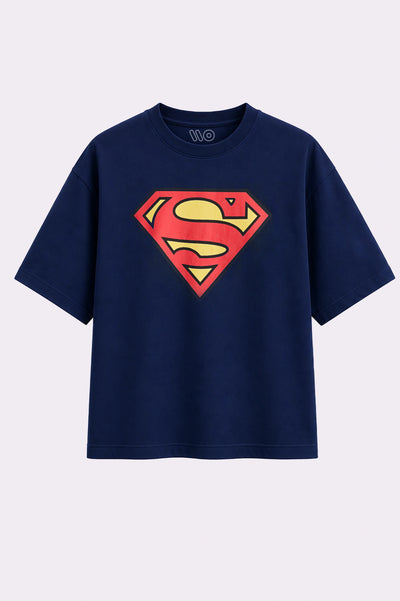 Superman Oversized Navy Blue T-Shirt
