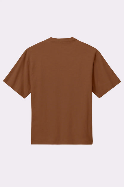 Brown Floral Artwork Embroidered T-Shirt