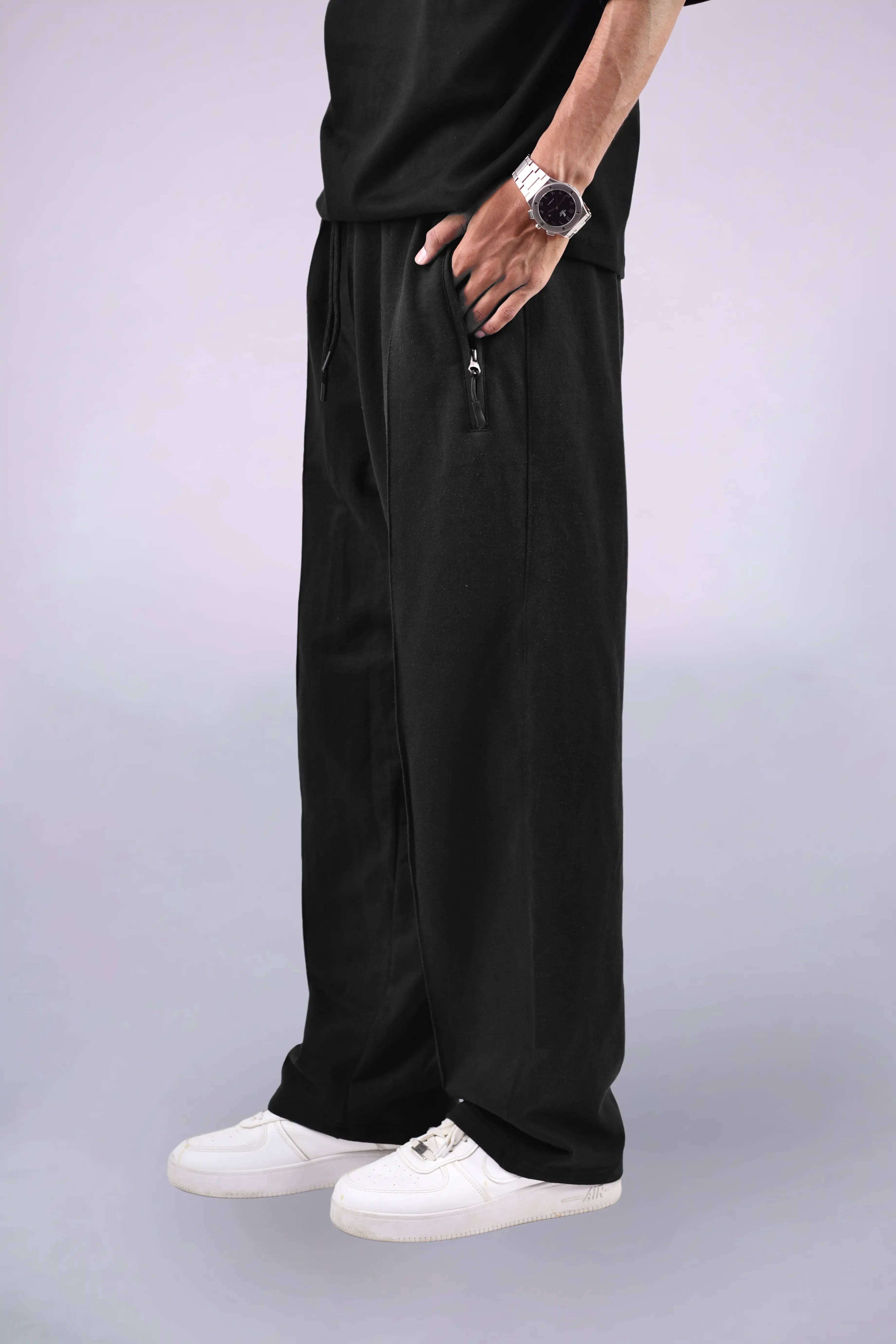 Black Pleated Formal Trousers for Men