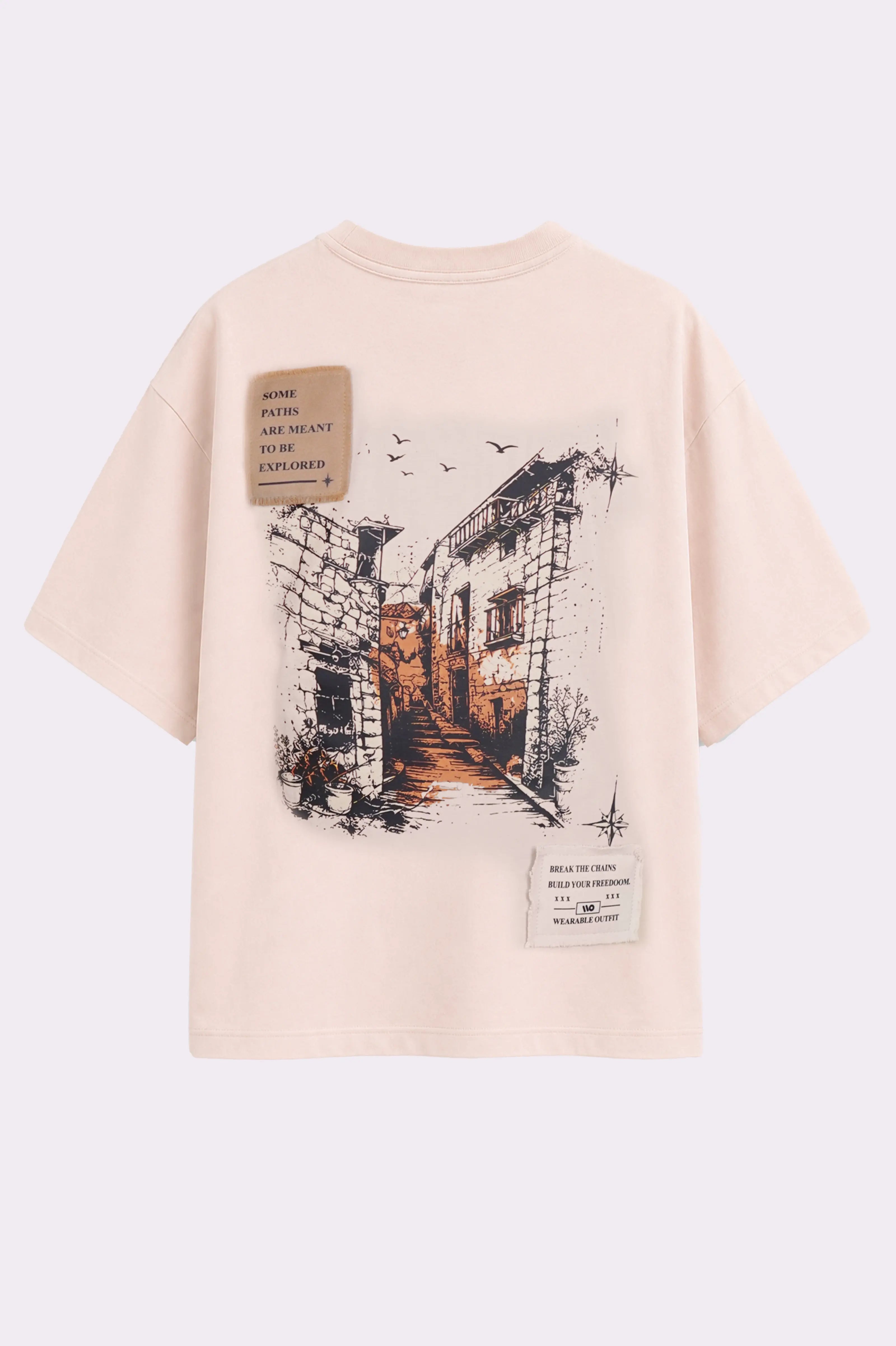 Vintage Graphic Oversized Beige T-Shirt