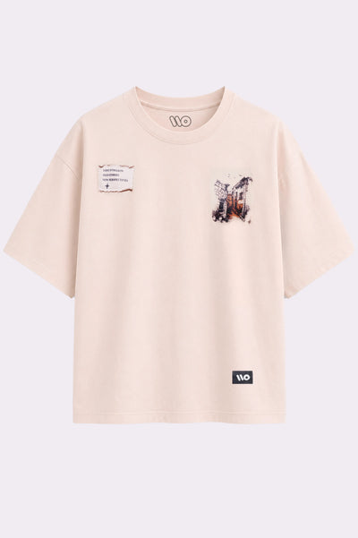 Vintage Graphic Oversized Beige T-Shirt