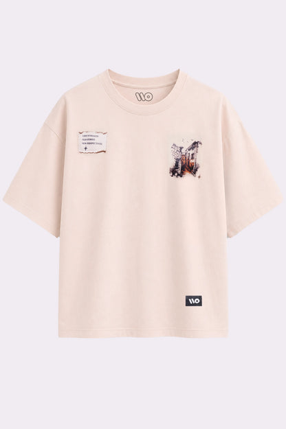 Vintage Graphic Oversized Beige T-Shirt