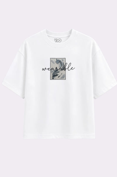 Wearable Printed White Embroidered T-Shirt