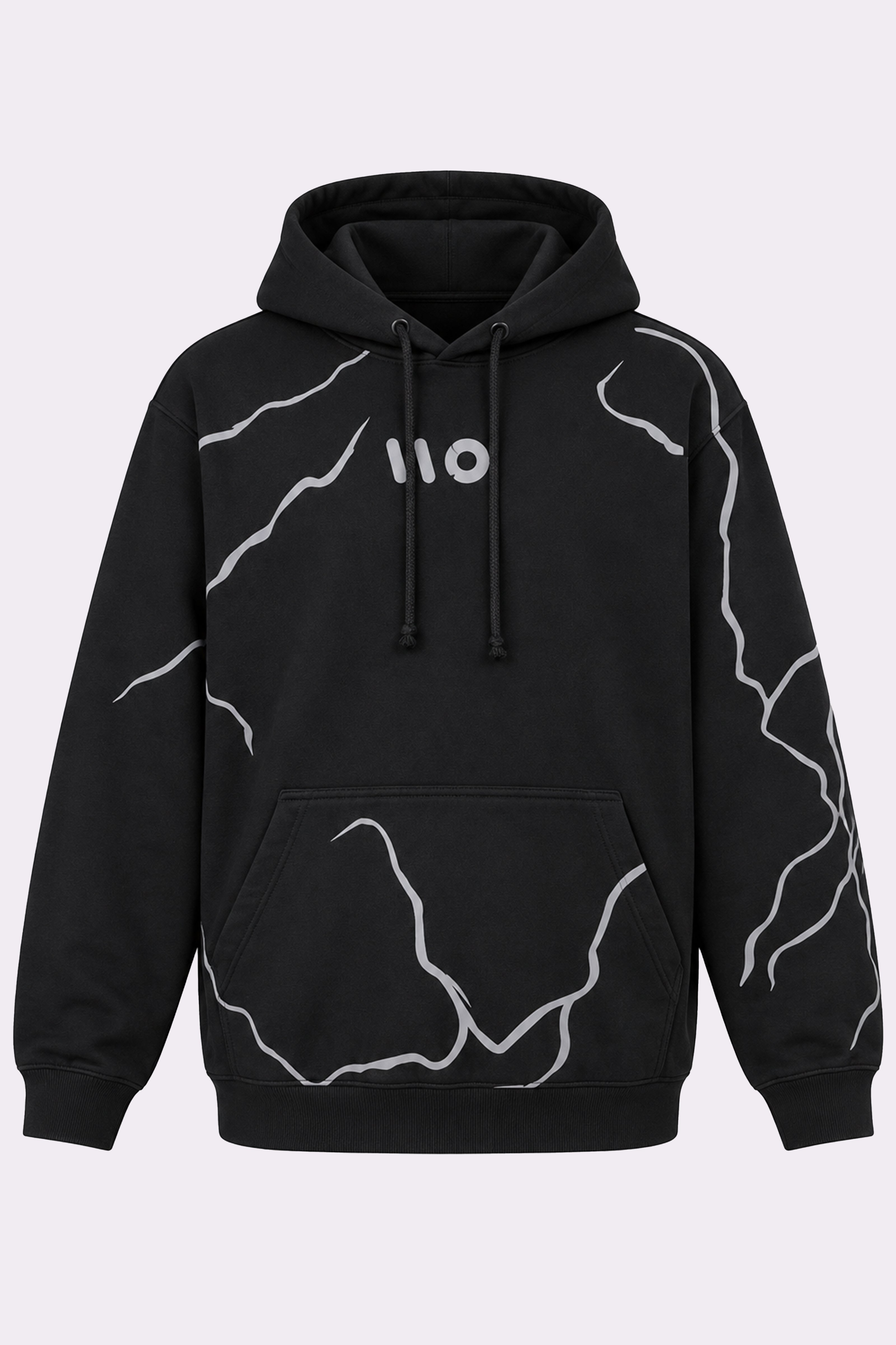 Lightning Print Black Pullover Hoodie