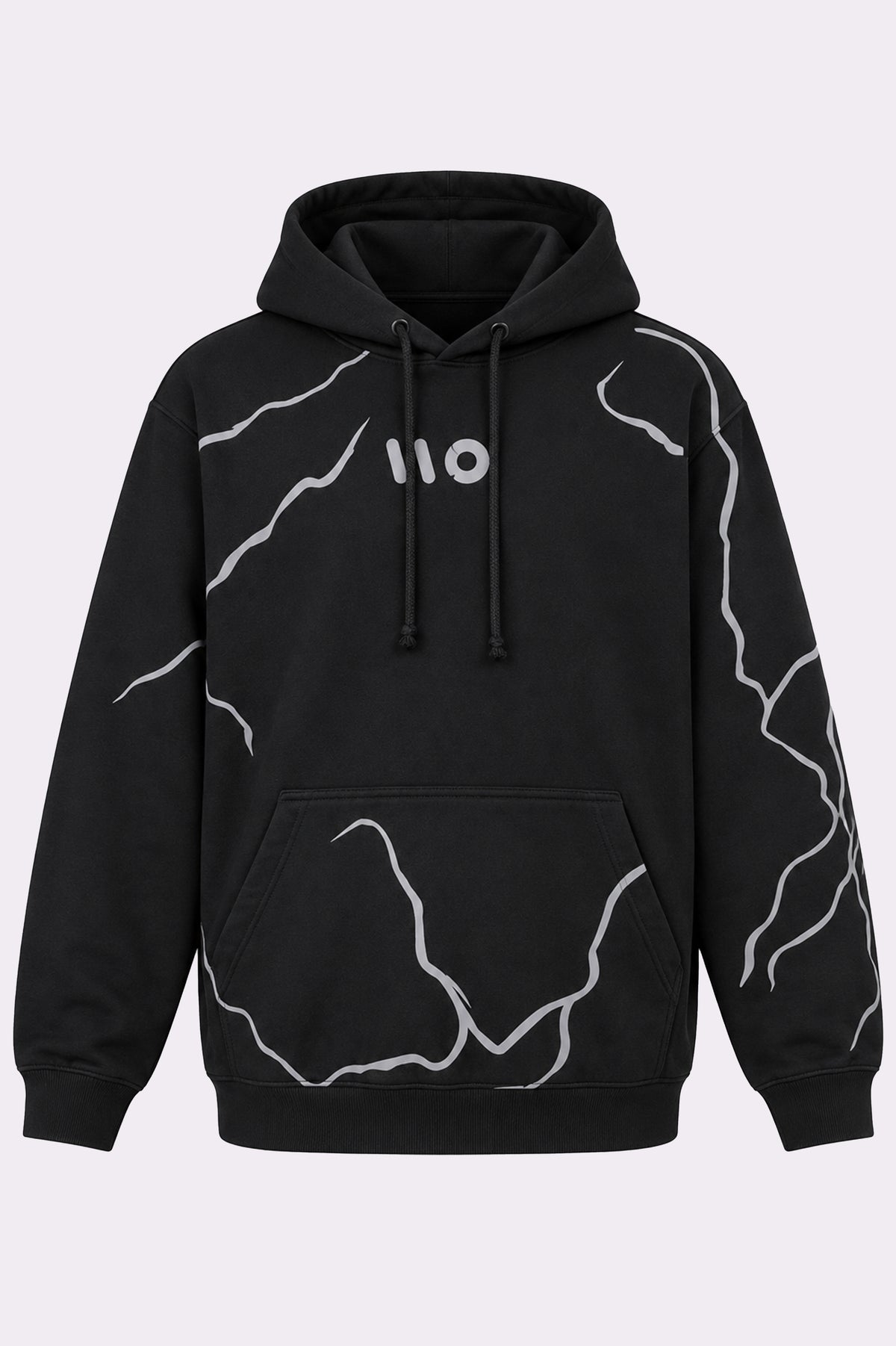 Lightning Print Black Pullover Hoodie