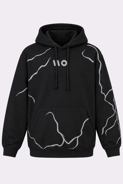 Lightning Print Black Pullover Hoodie