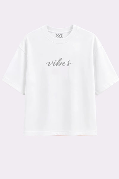 Vibes White Oversized Streetwear T-Shirt