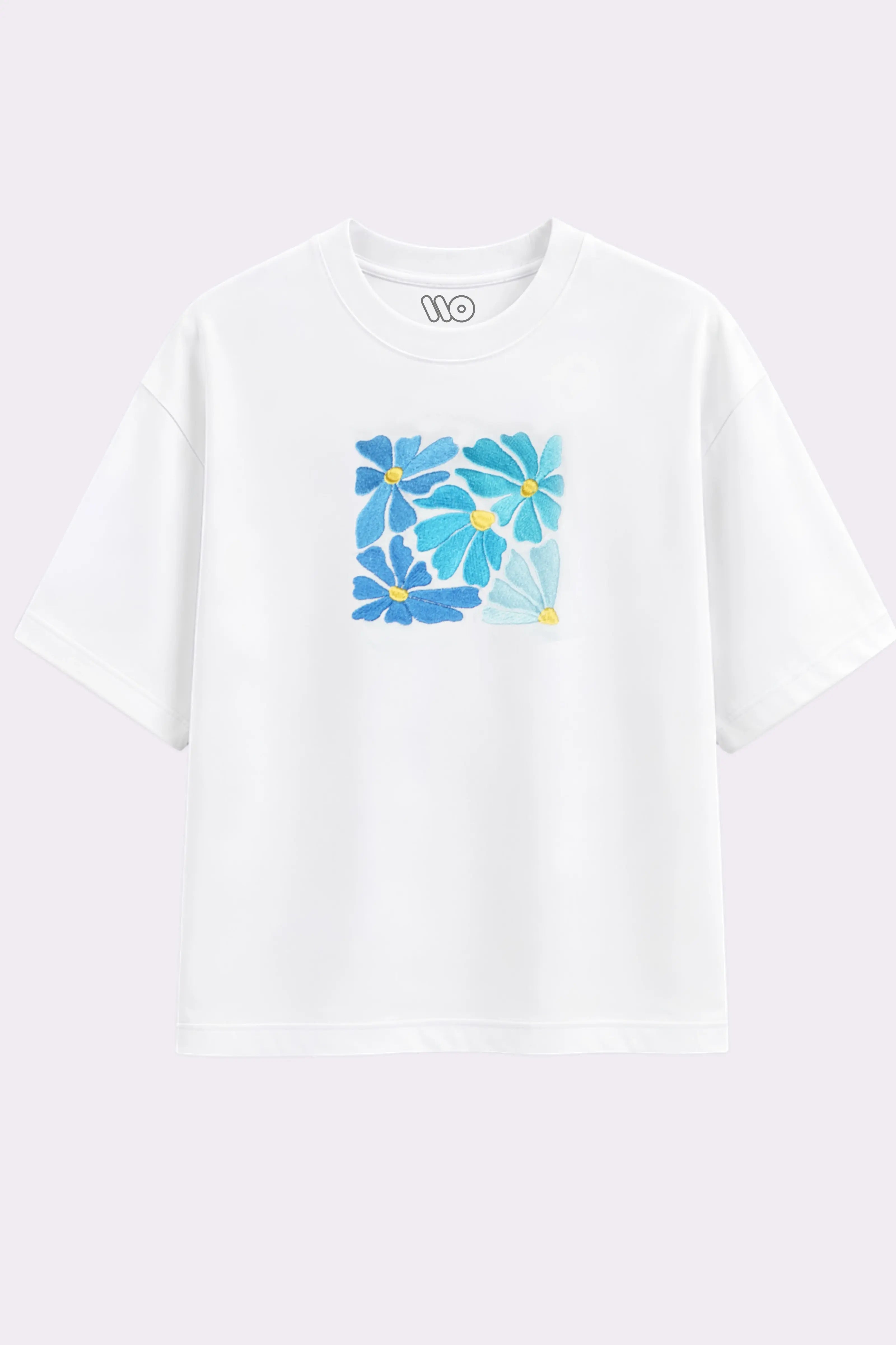 White Floral Embroidered T-Shirt