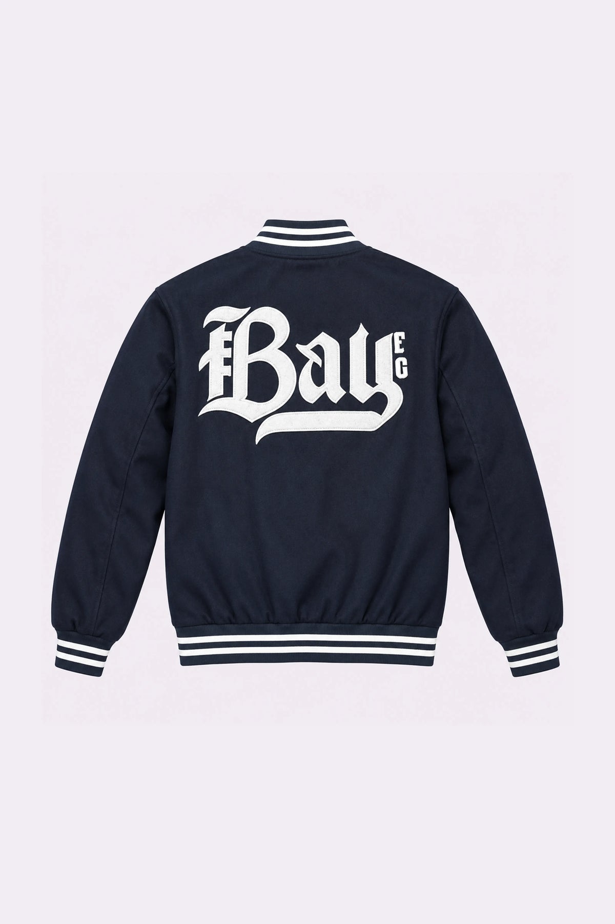 Navy Blue Letterman Jacket - back view
