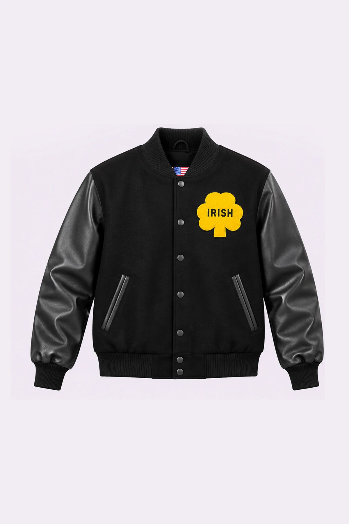 Irish Black Varsity Bomber Jacket