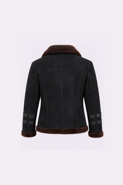 Black Shearling Biker Jacket